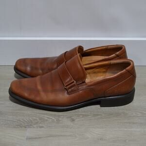 ecco Edinburg Men's Honey Brown Leather Slip on Buckle Loafers EU 44 US 10